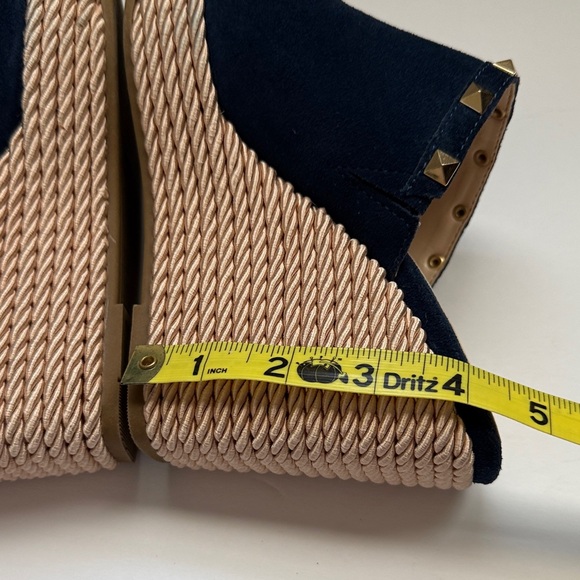 Marc Fisher Navy Blue Studded Wedge Sandals - Picture 3 of 4